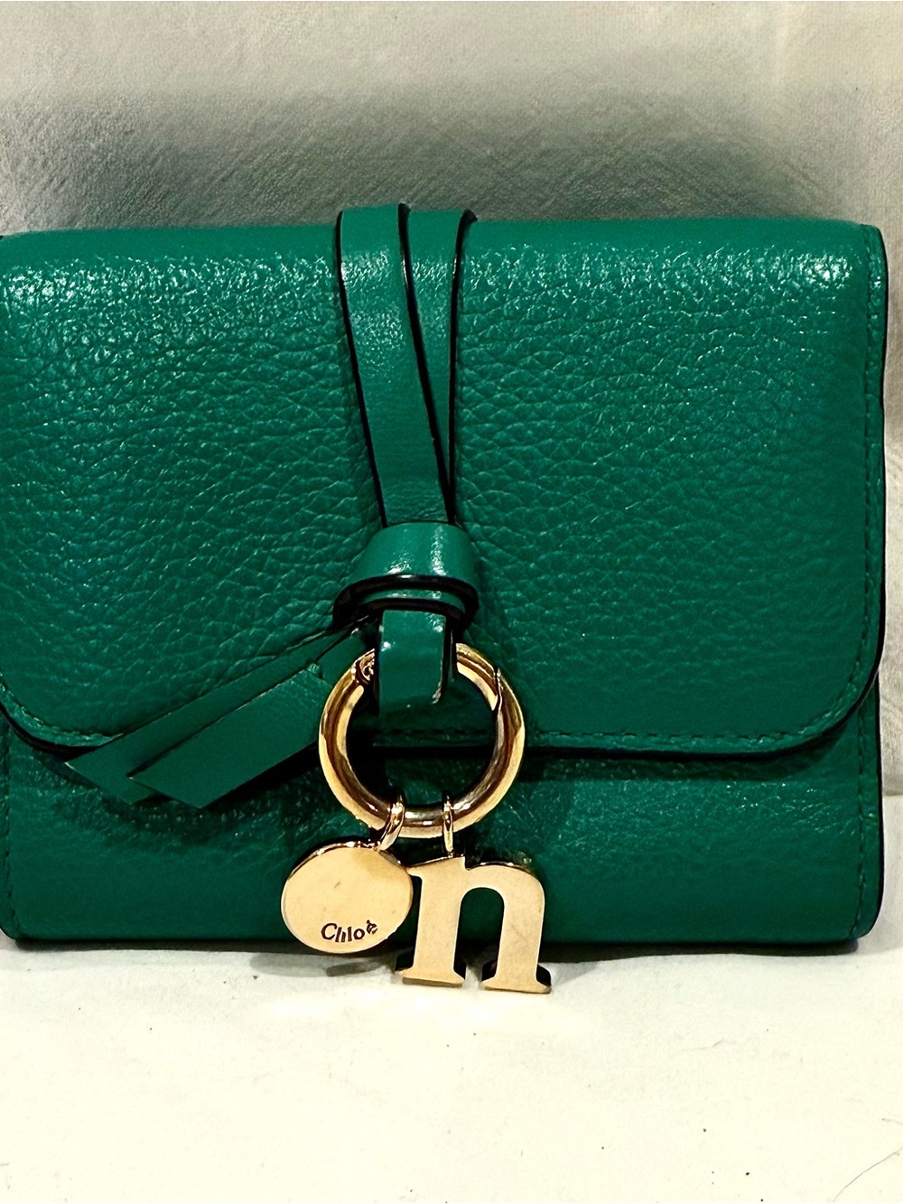 Chloé Alphabet Small Tri-Fold Wallet In A Vibrant “Pop Green”
